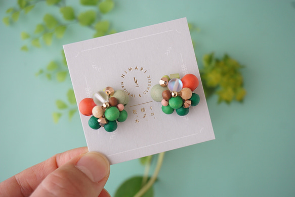 訂做◎綠色×橘色/Kino Nukumori 耳環 第8張的照片