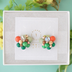 訂做◎綠色×橘色/Kino Nukumori 耳環 第2張的照片