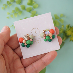 訂做◎綠色×橘色/Kino Nukumori 耳環 第7張的照片