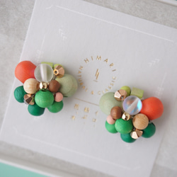 訂做◎綠色×橘色/Kino Nukumori 耳環 第6張的照片