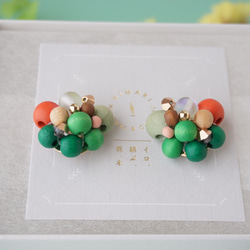 訂做◎綠色×橘色/Kino Nukumori 耳環 第5張的照片