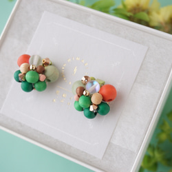 訂做◎綠色×橘色/Kino Nukumori 耳環 第3張的照片