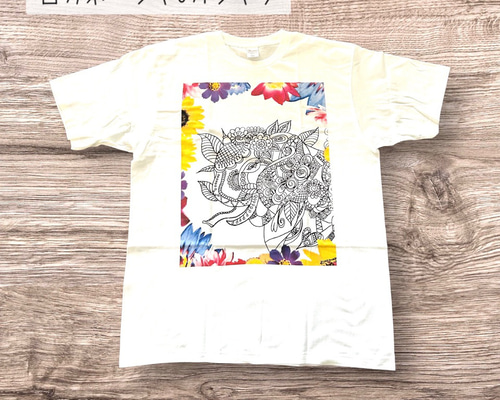 受注生産】幸運の白ガネーシャTシャツ ボタニカルBIGサイズ ユニ
