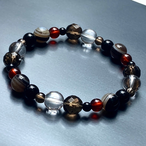 漆黒の盾と琥紅の光】防御 守護 モリオン オニキス スモーキークォーツ