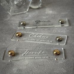 金具付き【ファーストアートタグ】ネームプレート 筆記体　クリア アクリル アートタグ　ファーストアート　透明 夏 10枚目の画像