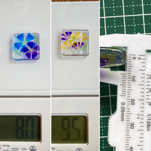 懐かしいガラス細工みたい レトロな切り絵花柄のレジンアクセサリー