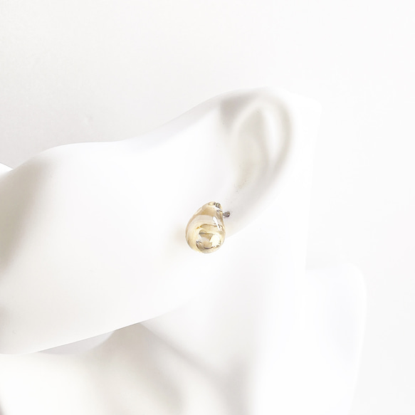 eje632 [1對] 透明、豐滿、蓬鬆的金色耳環，帶有醫用不銹鋼芯，夏季 第6張的照片
