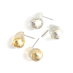 eje632 [1對] 透明、豐滿、蓬鬆的金色耳環，帶有醫用不銹鋼芯，夏季 第7張的照片