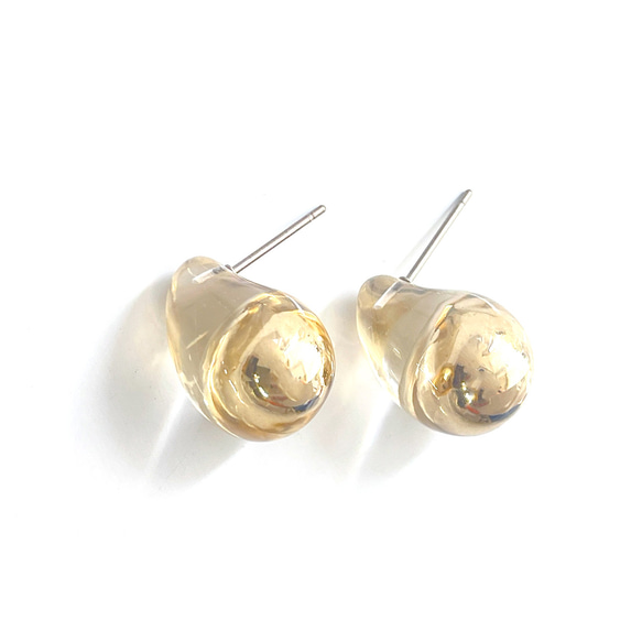 eje632 [1對] 透明、豐滿、蓬鬆的金色耳環，帶有醫用不銹鋼芯，夏季 第1張的照片