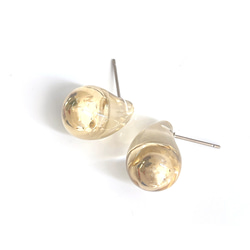 eje632 [1對] 透明、豐滿、蓬鬆的金色耳環，帶有醫用不銹鋼芯，夏季 第2張的照片