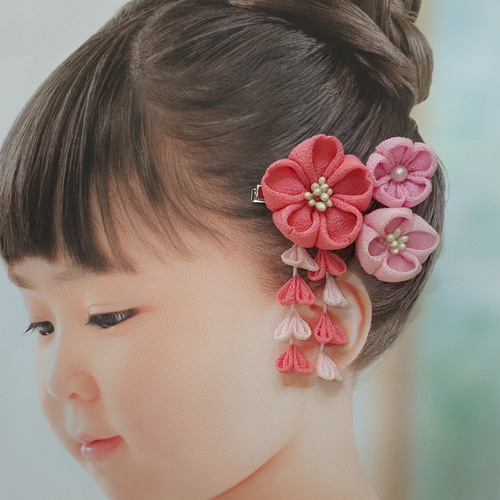 ♥A♡桜飾りー1**♡♥*ひな祭り飾り*♥*他つまみ細工**♡♥ 桜の髪飾り☆つまみ細工ミニ お祭り・七五三・ひな祭り ヘア