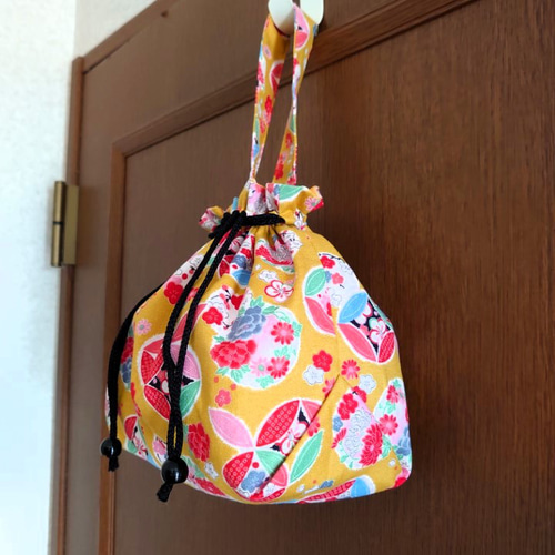2997：ハンドメイド 和柄スタッズ巾着バッグ Amazon.co.jp: 巾着ポシェット 巾着ショルダーバッグ お祭り
