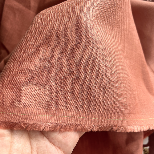 リネン生地 リネン100%中厚 上質 薄レンガ色 135×50cm〜 生地 Yiori