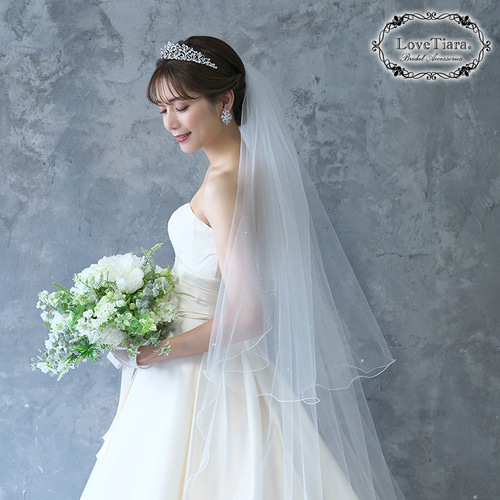 ロングベール【メロウビーズ】(フロントミディアム)VLM-17|花嫁 結婚式