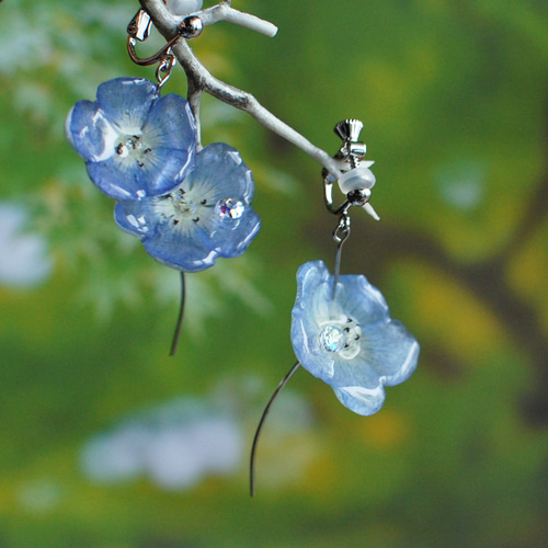 七色の雫煌めく✴︎そよ風ネモフィラ〜ピアス・イヤリング ネックレス