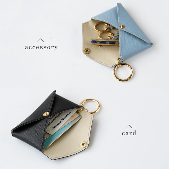 サフィアーノレザー カラビナ付きミニケース  本革  レザー 8枚目の画像