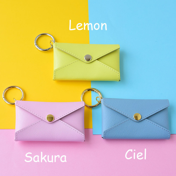 サフィアーノレザー カラビナ付きミニケース  本革  レザー 15枚目の画像