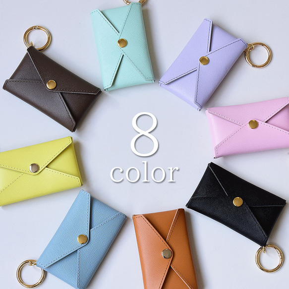 サフィアーノレザー カラビナ付きミニケース  本革  レザー 5枚目の画像