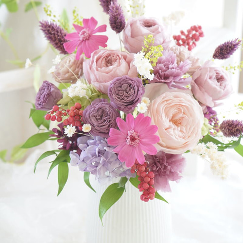 プリザーブドフラワー ピンクベア アレンジメント 大人ピンクのアレンジ ～プリザーブドフラワーアレンジメント