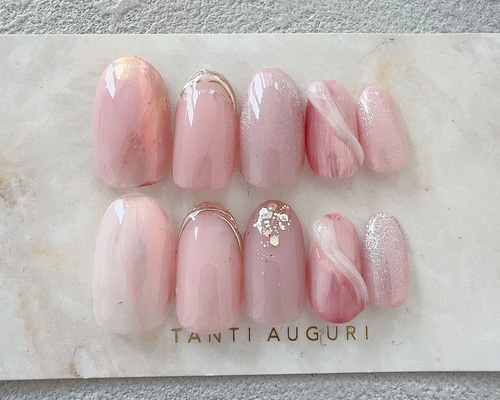 06))ネイルチップ フレンチガーリー ピンク ブルー 個性派 ぷっくりネイル 06))ネイルチップ フレンチガーリー ピンク ブルー 個性派 ぷっくり