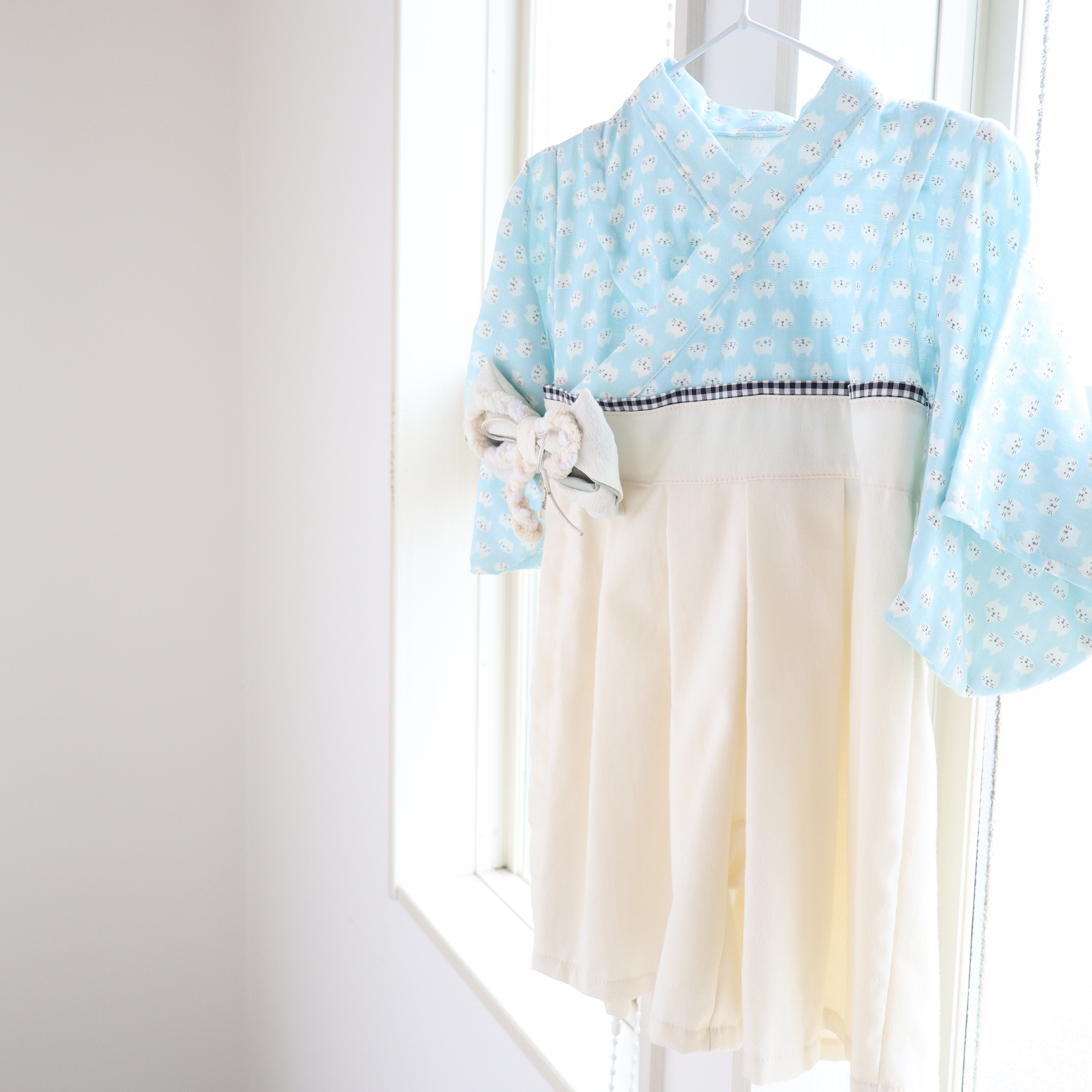 SALE　超らく着付❀70-80sizeベビー袴【ねこ】男の子・お食初め・肌に優しい・出産祝い