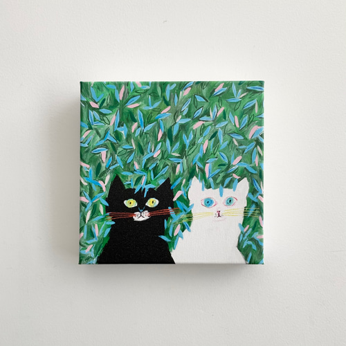 生垣の下』キャンバス イラスト 猫 ねこ イラスト torico 通販