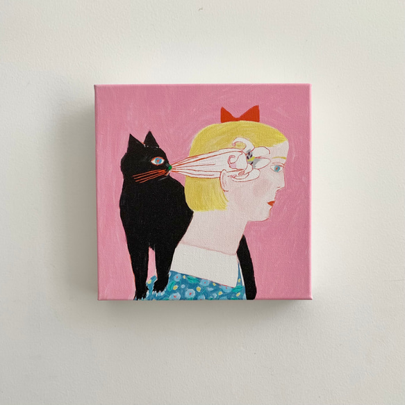 絵画。原画☆キャンバスF6【かわいい猫2匹とビールを飲みます】 238205010ee96d776a86b68c260601