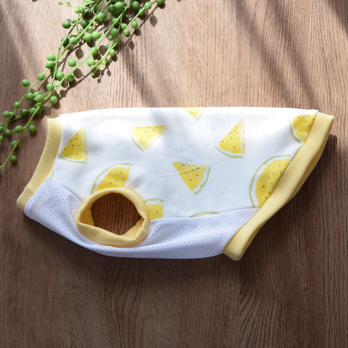 犬服 お腹メッシュ イエロースイカ柄タンクトップ 夏服 ペット服