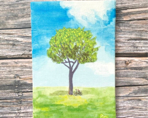 風景画『ひとやすみ』キャンバス プリント 木 癒し 絵 絵画