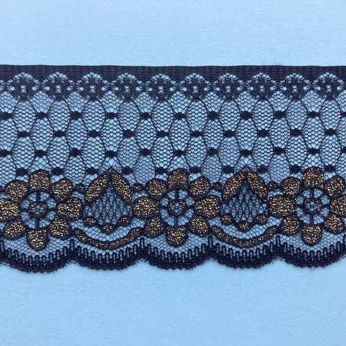 すみっち黒いレース装飾 黒レース(金刺繍入り) ＠50cm/￥ #2500G レース Madame Emiko 通販