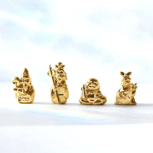 純金 『恵比寿天（えびすてん）・八福神』モチーフ 約1g お守り