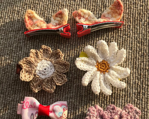 【うさぎとお花】ベビーヘアクリップ　サンプル　ベビーヘアピン♡セミオーダーメイド うさぎとお花】ベビーヘアクリップサンプルベビーヘアピン♡セミ