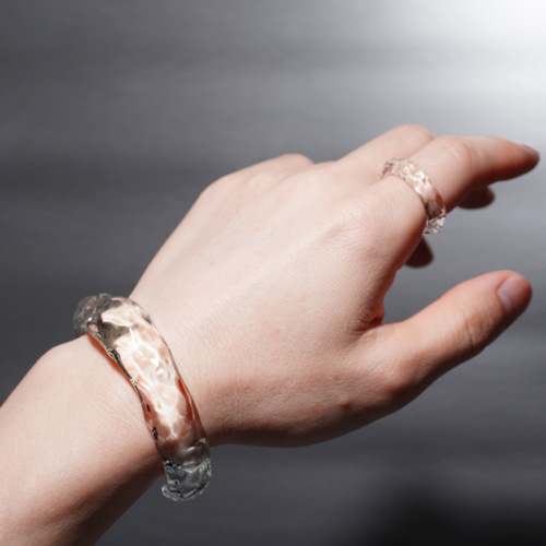 ARTmarble作家品◎glass bangle◎ボロシリケイトガラスバングル