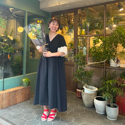 冷んやり『冷感生地』きれいめ可愛い♡超ゆったり着痩せワンピース♡黒【フリー】KMC-738 697696 5枚目の画像