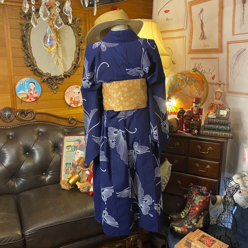 和洋折衷 浴衣 リメイク ワンピース ドレス 帯サッシュベルト