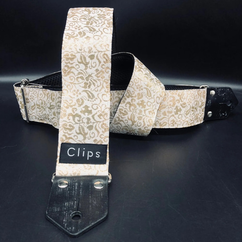 【メーカー再生品】 ギターストラップ Clips 楽器・アクセサリ ホワイト ジャガード ギターアクセサリ