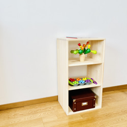 サイズ、デザインオーダー可●お子様目線3段ラック●シャビーブラウン●受注製作 サイズ、デザインオーダー可○お子様目線3段ラック○シャビーブラウン