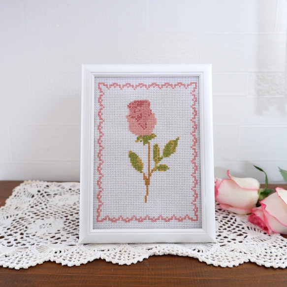 クロスステッチ図案』 一輪の薔薇 アンティークローズ キット クロスステッチ図案』 一輪の薔薇 アンティークローズ キット