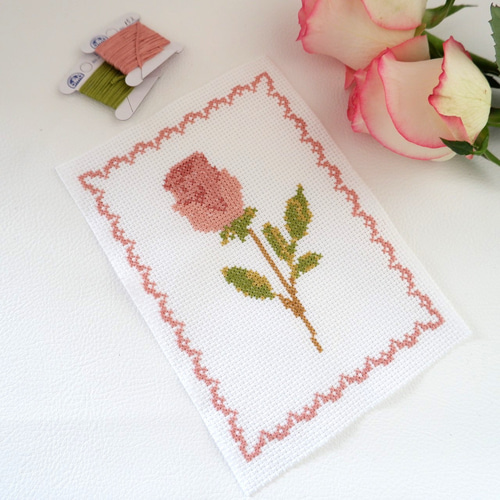 クロスステッチ図案』 一輪の薔薇 アンティークローズ キット クロスステッチ図案』 一輪の薔薇 アンティークローズ キット