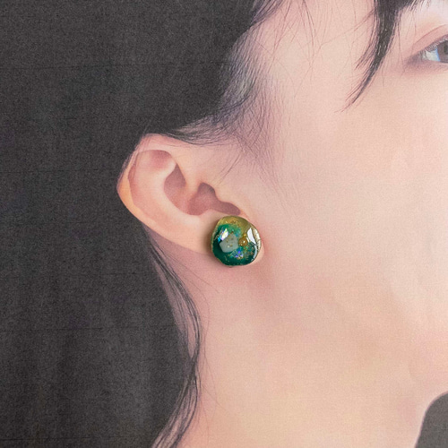 【#1683】グリーン　カラフル　さざれ石　ハンドメイド　ピアス　イヤリング 再販:グリーン アベンチュリン × さざれ石 ピアス ( イヤリング