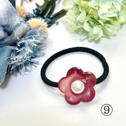 【1点1点もの】アルコールインクアート　花のヘアゴム 10枚目の画像