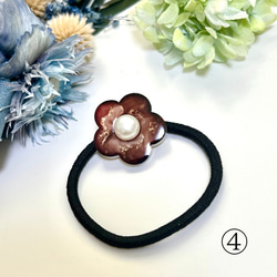 【1点1点もの】アルコールインクアート　花のヘアゴム 5枚目の画像