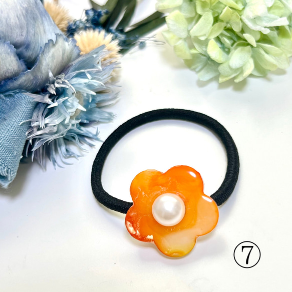 【1点1点もの】アルコールインクアート　花のヘアゴム 8枚目の画像