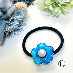 【1点1点もの】アルコールインクアート　花のヘアゴム 12枚目の画像