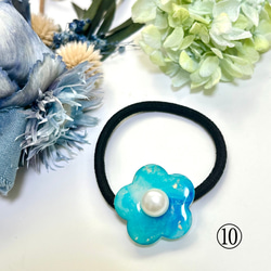 【1点1点もの】アルコールインクアート　花のヘアゴム 11枚目の画像