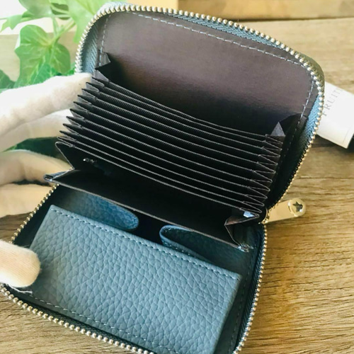 ハンドメイド　二つ折り財布&コインケース 楽天市場】レザー調 キーリング付き センター ステッチ 二つ折り