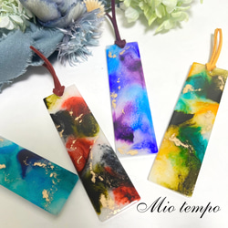 1点もの 9cm】アルコールインクアートの栞 しおり・ブックマーク mio