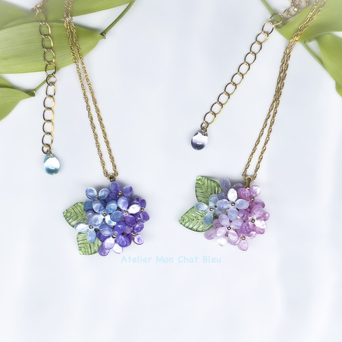 紫陽花のネックレス バイオレット×ブルー ネックレス
