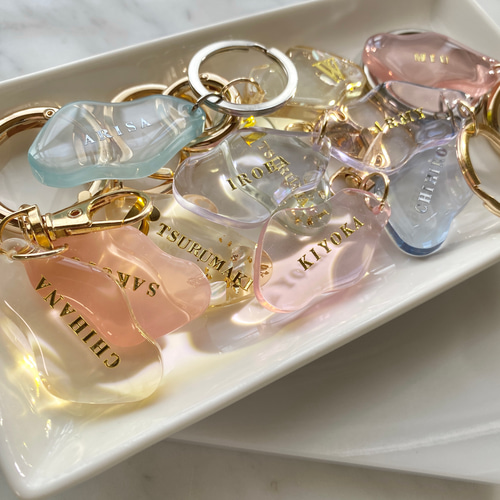 名入れ/文字入れ無料】ニュアンスチャーム クリアキーホルダー レジン