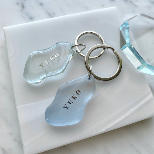 名入れ/文字入れ無料】ニュアンスチャーム クリアキーホルダー レジン